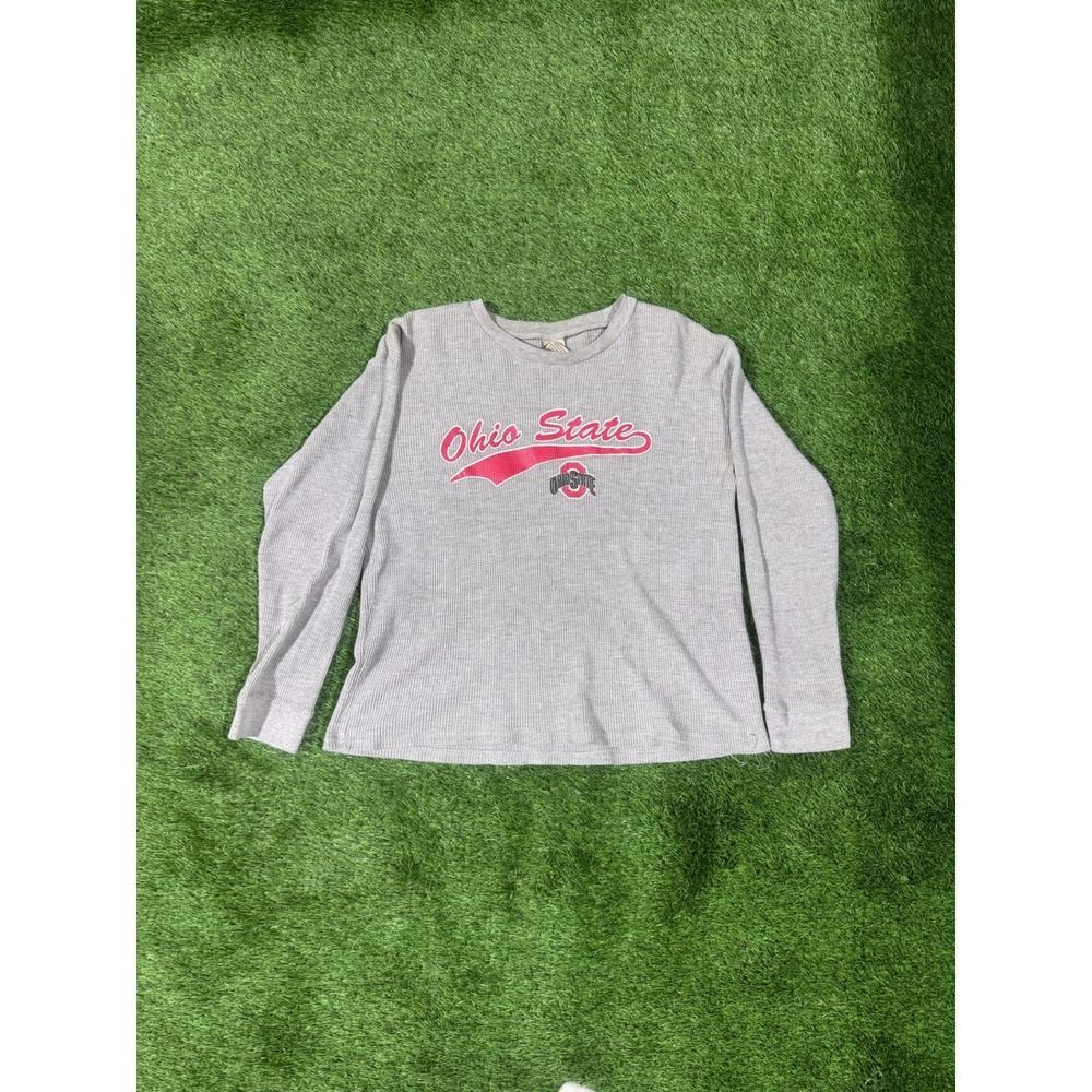 Vintage Ohio State Buckeyes Long Sleeve Thermal Shirt Mens Large Gray NCAA
